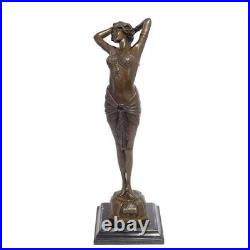 BRONZE SCULPTURE nude EROTIC marble base woman WOMAN reveal FIGURE statue EJA0628