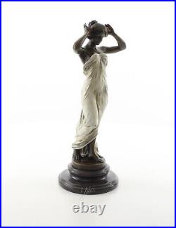 BRONZE SCULPTURE nymph of the valley woman myth MARBLE BASE figure STATUE EJA0096.1