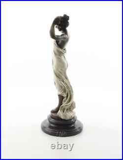 BRONZE SCULPTURE nymph of the valley woman myth MARBLE BASE figure STATUE EJA0096.1