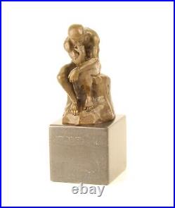 BRONZE SCULPTURE of the Thinker MARBLE BASE the Thinker Statue FIGURE Antique EJA0331