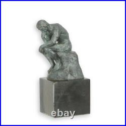 BRONZE SCULPTURE on MARBLE BASE of the thinker THETHINKER statue FIGURE antique DECO