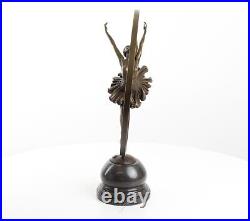 BRONZE SCULPTURE on MARBLE BASE ring dancer DANCE decoration FIGURE statue EJA0138