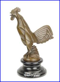 BRONZE SCULPTURE on MARBLE BASE statue ROOSTER figure DECORATION animal EJA0160.1