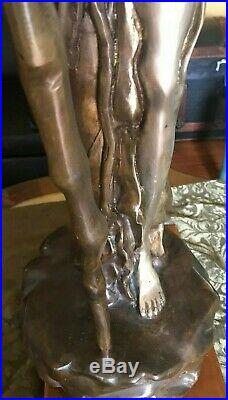 BRONZE Stunning 4' tall Asian Man Statue with silver overlay magnificently made