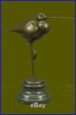Beautiful Bronze Sculpture, Heron Wet Lands Wading Bird Hand Made Statue Decor