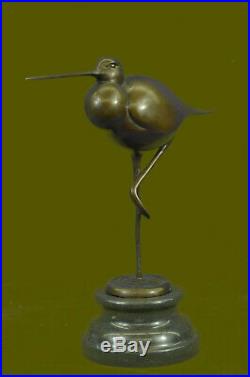 Beautiful Bronze Sculpture, Heron Wet Lands Wading Bird Hand Made Statue Decor