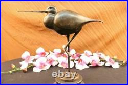 Beautiful Bronze Sculpture, Heron Wet Lands Wading Bird Hand Made Statue Figure