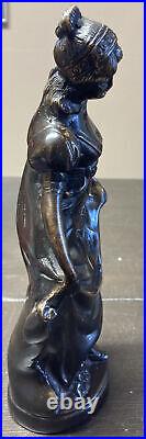 Beautiful Heavy 9 Tall Bronze Statue of Victorian Woman Unsigned Made in India