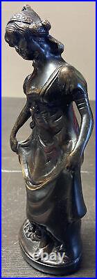 Beautiful Heavy 9 Tall Bronze Statue of Victorian Woman Unsigned Made in India