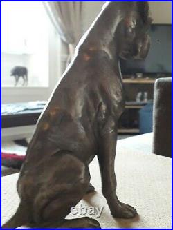 Boxer dog bronze sculpture hand made and signed in cold cast resin bronze 9inch