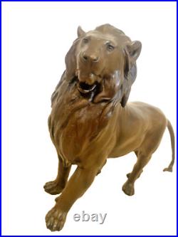 Bronze Animal Figure Bronze Lion Statue with Artist Signature