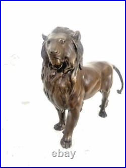 Bronze Animal Figure Bronze Lion Statue with Artist Signature