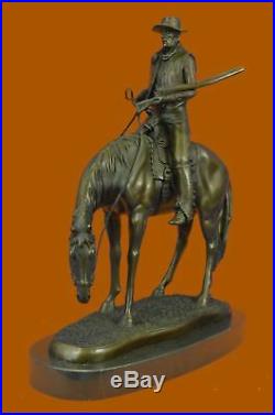 Bronze Art Deco Hot Cast Detailed Cowboy Rifle Hand Made Sculpture Statue BC