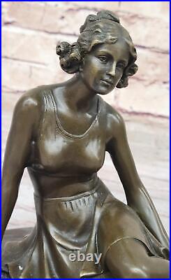 Bronze Art Deco Style Figural Elegant Woman Hand Made Statue Sculpture