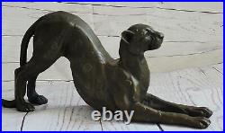 Bronze Black Panther cat Cheetah lion sculpture Statue Figurine Hand Made Deal