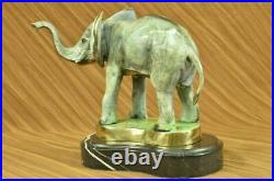 Bronze Bull Elephant Figurine Sculpture Statue Signed Hand Made Artwork Hot Cast