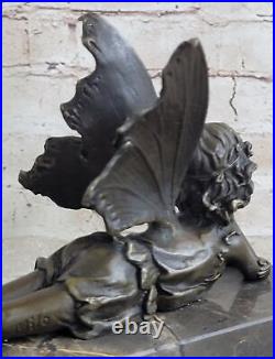 Bronze Children Fairy Girl Book End Bookends Hand Made Sculpture Figurine Statue