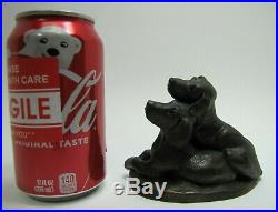 Bronze Clad Pair Labrador Puppies Made in England Decorative Art Small Statue