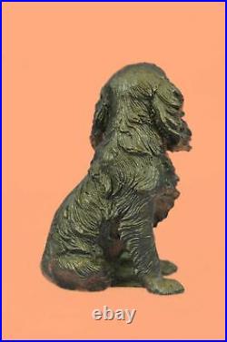 Bronze Dog Sculpture Sitting Cocker Spaniel by Miguel Lopez Hand Made Statue
