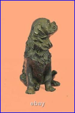 Bronze Dog Sculpture Sitting Cocker Spaniel by Miguel Lopez Hand Made Statue