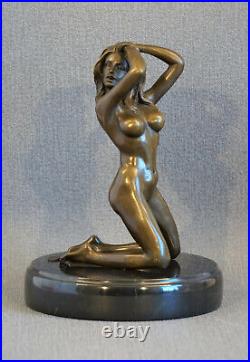 Bronze Erotic Nude Statue Decorative Figure Antique with Signature by Marchi Bar Lounge