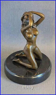 Bronze Erotic Nude Statue Decorative Figure Antique with Signature by Marchi Bar Lounge