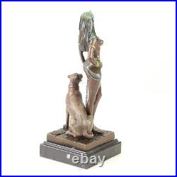 Bronze Figure Cleopatra Cleopatra With Panther Bronze Sculpture Statue Eja0108.1