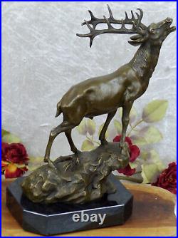 Bronze Figure Deer with Antler Bronze Deer Sculpture Figure Animal Figure Statue Art