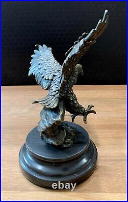 Bronze Figure Eagle Bronze Marble Sculpture Falcon Statue Bird Antique Style Figure