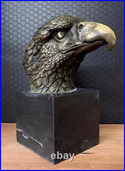 Bronze Figure Eagle Sculpture Eagle Head Bust Figure Antique Style Statue Bird Bronze
