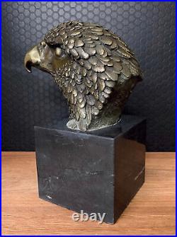 Bronze Figure Eagle Sculpture Eagle Head Bust Figure Antique Style Statue Bird Bronze