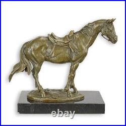 Bronze Figure Horse Bronze Statue Horse Marble Base Decorative Sculpture EJA1881