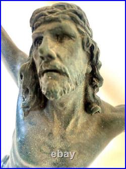 Bronze Figure Jesus Grave Decorations Statue with Mountings for a Cross
