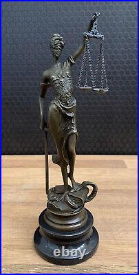 Bronze Figure Justitia Mythology Sculpture Justice Figure Statue Bronze Goddess