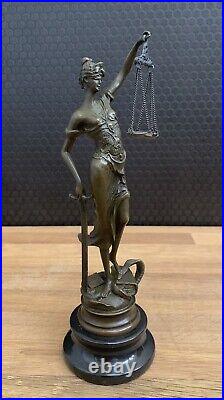 Bronze Figure Justitia Mythology Sculpture Justice Figure Statue Bronze Goddess