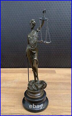 Bronze Figure Justitia Mythology Sculpture Justice Figure Statue Bronze Goddess