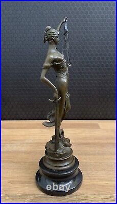 Bronze Figure Justitia Mythology Sculpture Justice Figure Statue Bronze Goddess