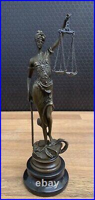 Bronze Figure Justitia Mythology Sculpture Justice Figure Statue Bronze Goddess