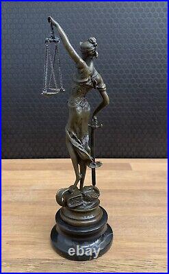 Bronze Figure Justitia Mythology Sculpture Justice Figure Statue Bronze Goddess