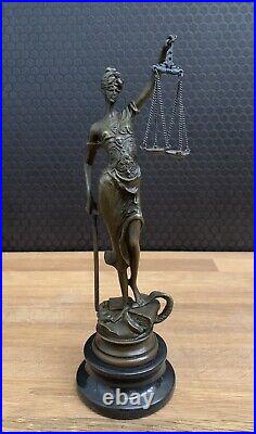 Bronze Figure Justitia Mythology Sculpture Justice Figure Statue Bronze Goddess