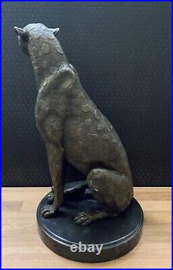 Bronze Figure Leopard Jaguar Panther Puma Sculpture Predator Figure Statue Bronze