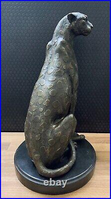 Bronze Figure Leopard Jaguar Panther Puma Sculpture Predator Figure Statue Bronze