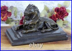 Bronze Figure Lion Sculpture Bronze Predator Cat King Lion Figure Statue Antique Style