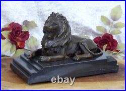 Bronze Figure Lion Sculpture Bronze Predator Cat King Lion Figure Statue Antique Style