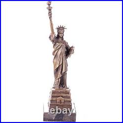 Bronze Figure Marble Base Statue Liberty Sculpture Lady Liberty JMA217