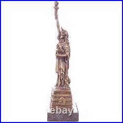 Bronze Figure Marble Base Statue Liberty Sculpture Lady Liberty JMA217