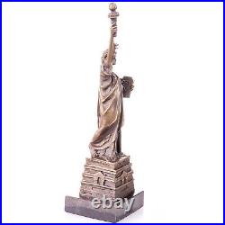 Bronze Figure Marble Base Statue Liberty Sculpture Lady Liberty JMA217.2