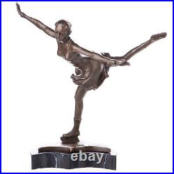 Bronze Figure Marble Figure Skater Sculpture Statue Decorative Base JMA219