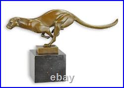 Bronze Figure Panther Puma Sculpture Predator Cat Figure Statue Animal Figure Decor EJA9998
