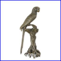 Bronze Figure Parrot Macaw Sculpture Marble Base Figure Statue Bird EJA0838